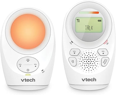 VTech DM1211 Monitor de Audio para bebé, Largo Alcance, Monitor de bebé con conversación bidireccional, Pantalla de Nivel de Ruido, Sensor de Temperatura, Sonidos relajantes, Clip para cinturón de